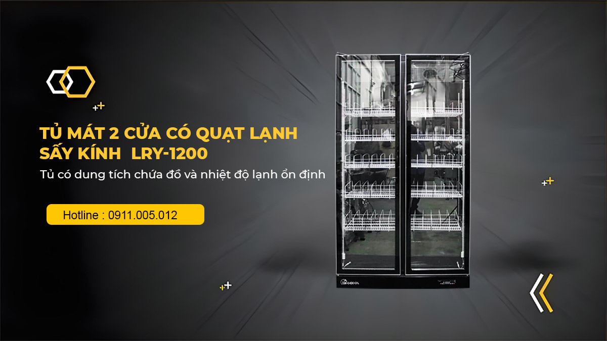 Tủ mát 2 cửa có quạt lạnh sấy kính LRY-1200 