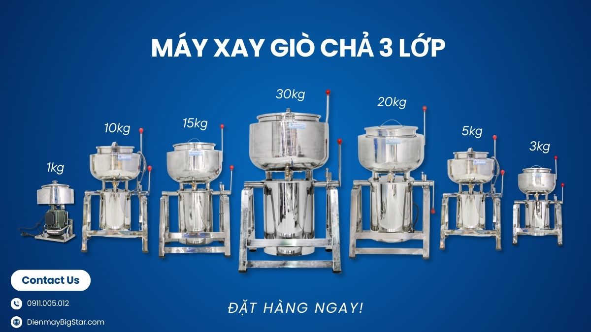 máy xay giò chả 3 lớp